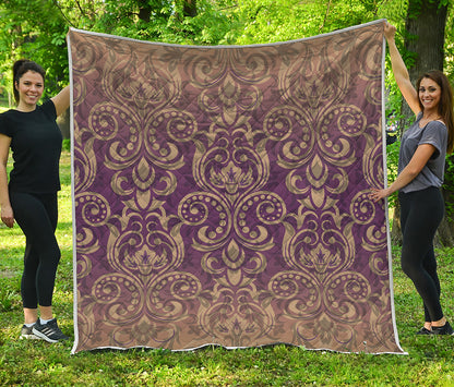 Vintage Western Damask Floral Print Quilt