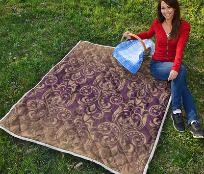 Vintage Western Damask Floral Print Quilt
