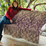 Vintage Western Damask Floral Print Quilt