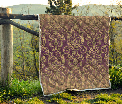 Vintage Western Damask Floral Print Quilt