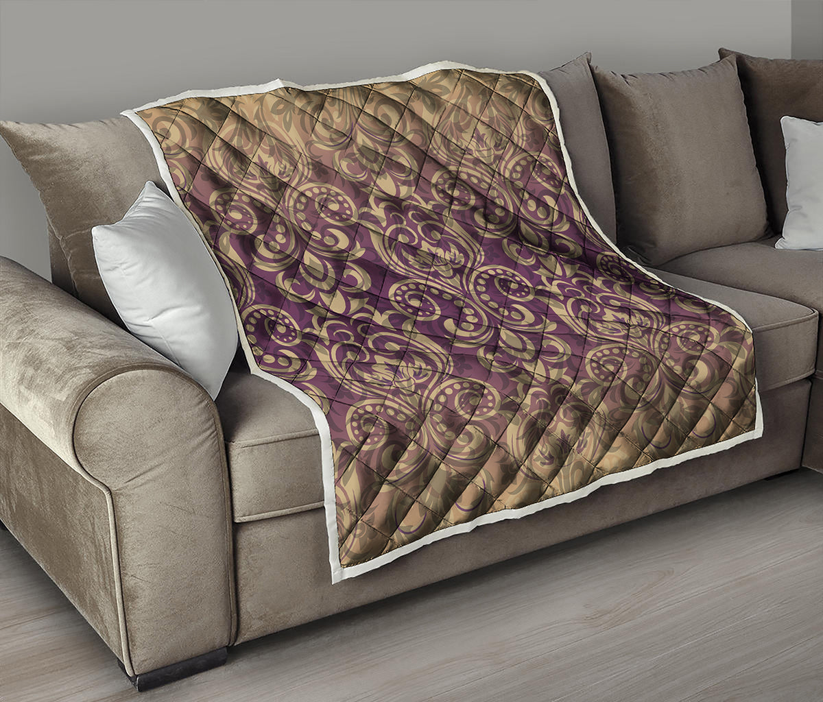 Vintage Western Damask Floral Print Quilt