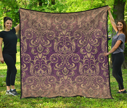 Vintage Western Damask Floral Print Quilt