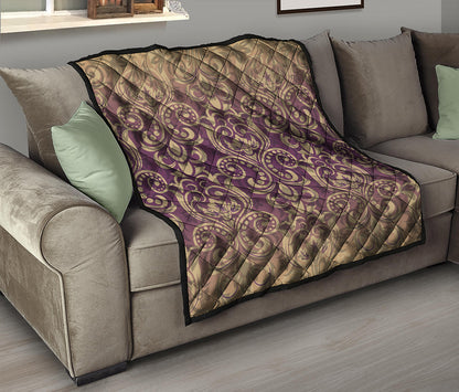 Vintage Western Damask Floral Print Quilt