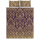 Vintage Western Damask Floral Print Quilt Bed Set