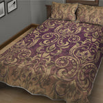 Vintage Western Damask Floral Print Quilt Bed Set