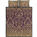 Vintage Western Damask Floral Print Quilt Bed Set