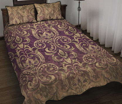 Vintage Western Damask Floral Print Quilt Bed Set