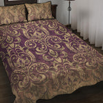 Vintage Western Damask Floral Print Quilt Bed Set