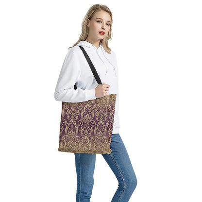 Vintage Western Damask Floral Print Tote Bag