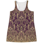 Vintage Western Damask Floral Print Women's Racerback Tank Top