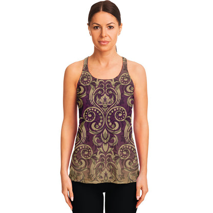 Vintage Western Damask Floral Print Women's Racerback Tank Top