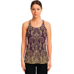 Vintage Western Damask Floral Print Women's Racerback Tank Top