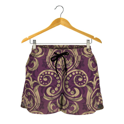 Vintage Western Damask Floral Print Women's Shorts