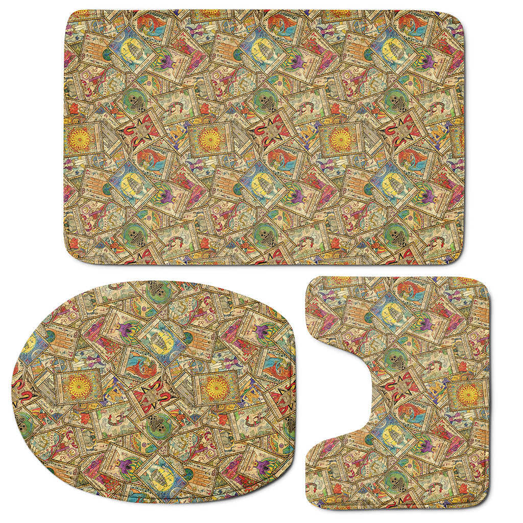 Vintage Wicca Tarot Card Print 3 Piece Bath Mat Set