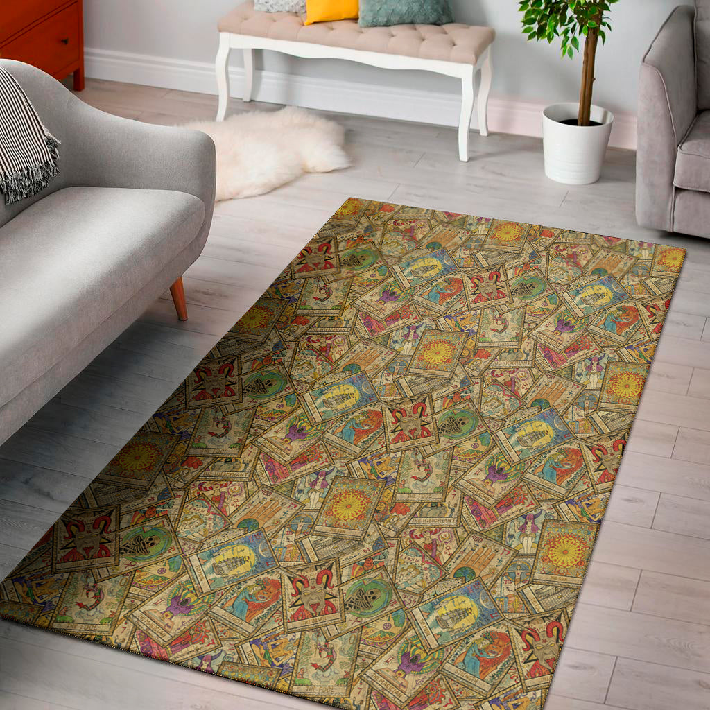 Vintage Wicca Tarot Card Print Area Rug