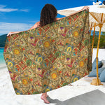 Vintage Wicca Tarot Card Print Beach Sarong Wrap