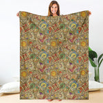 Vintage Wicca Tarot Card Print Blanket