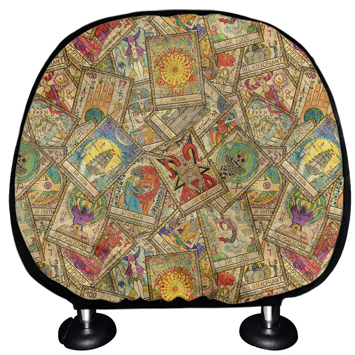 Vintage Wicca Tarot Card Print Car Headrest Covers