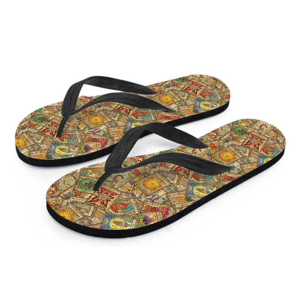 Vintage Wicca Tarot Card Print Flip Flops