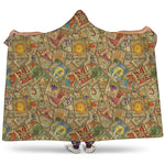Vintage Wicca Tarot Card Print Hooded Blanket