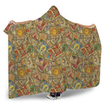 Vintage Wicca Tarot Card Print Hooded Blanket