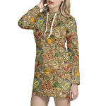 Vintage Wicca Tarot Card Print Hoodie Dress