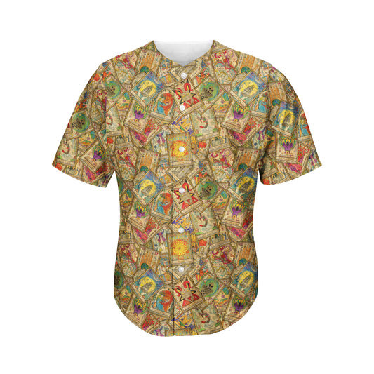 Vintage Wicca Tarot Card Print Men's Baseball Jersey