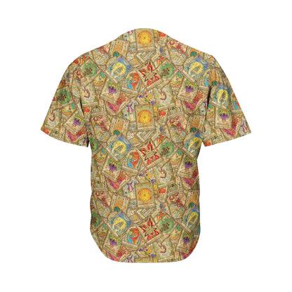 Vintage Wicca Tarot Card Print Men's Baseball Jersey