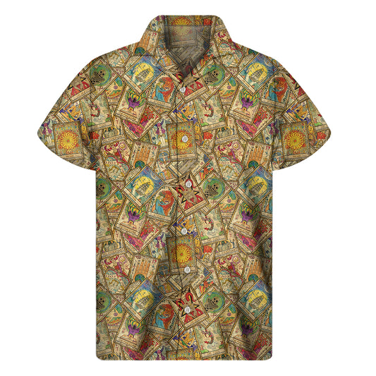 Vintage Wicca Tarot Card Print Men's Short Sleeve Shirt