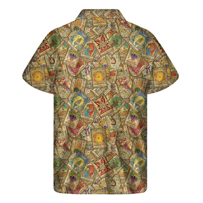 Vintage Wicca Tarot Card Print Men's Short Sleeve Shirt
