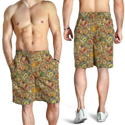Vintage Wicca Tarot Card Print Men's Shorts