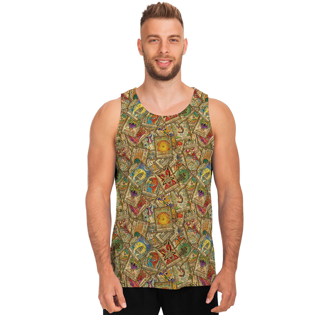Vintage Wicca Tarot Card Print Men's Tank Top
