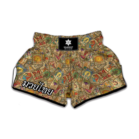 Vintage Wicca Tarot Card Print Muay Thai Boxing Shorts