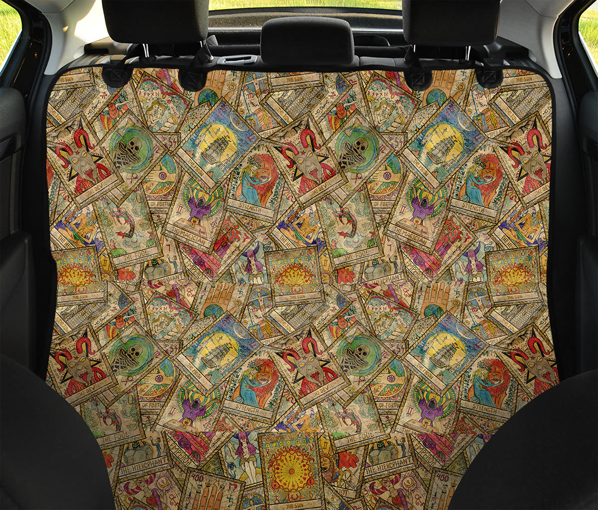 Vintage Wicca Tarot Card Print Pet Car Back Seat Cover