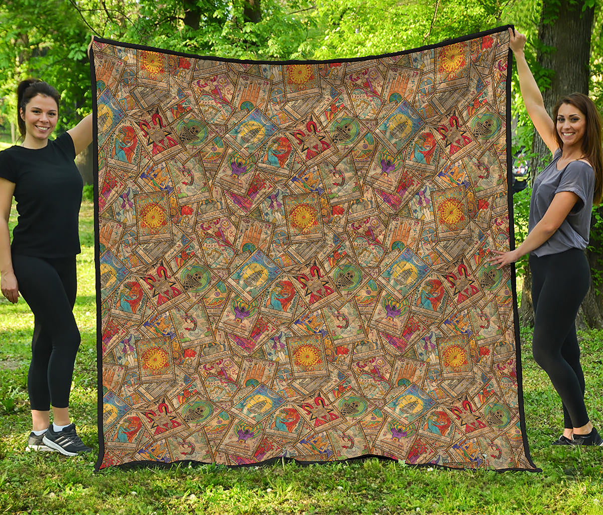 Vintage Wicca Tarot Card Print Quilt