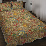 Vintage Wicca Tarot Card Print Quilt Bed Set