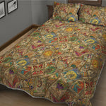 Vintage Wicca Tarot Card Print Quilt Bed Set