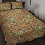 Vintage Wicca Tarot Card Print Quilt Bed Set