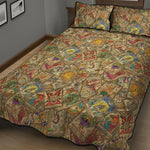 Vintage Wicca Tarot Card Print Quilt Bed Set