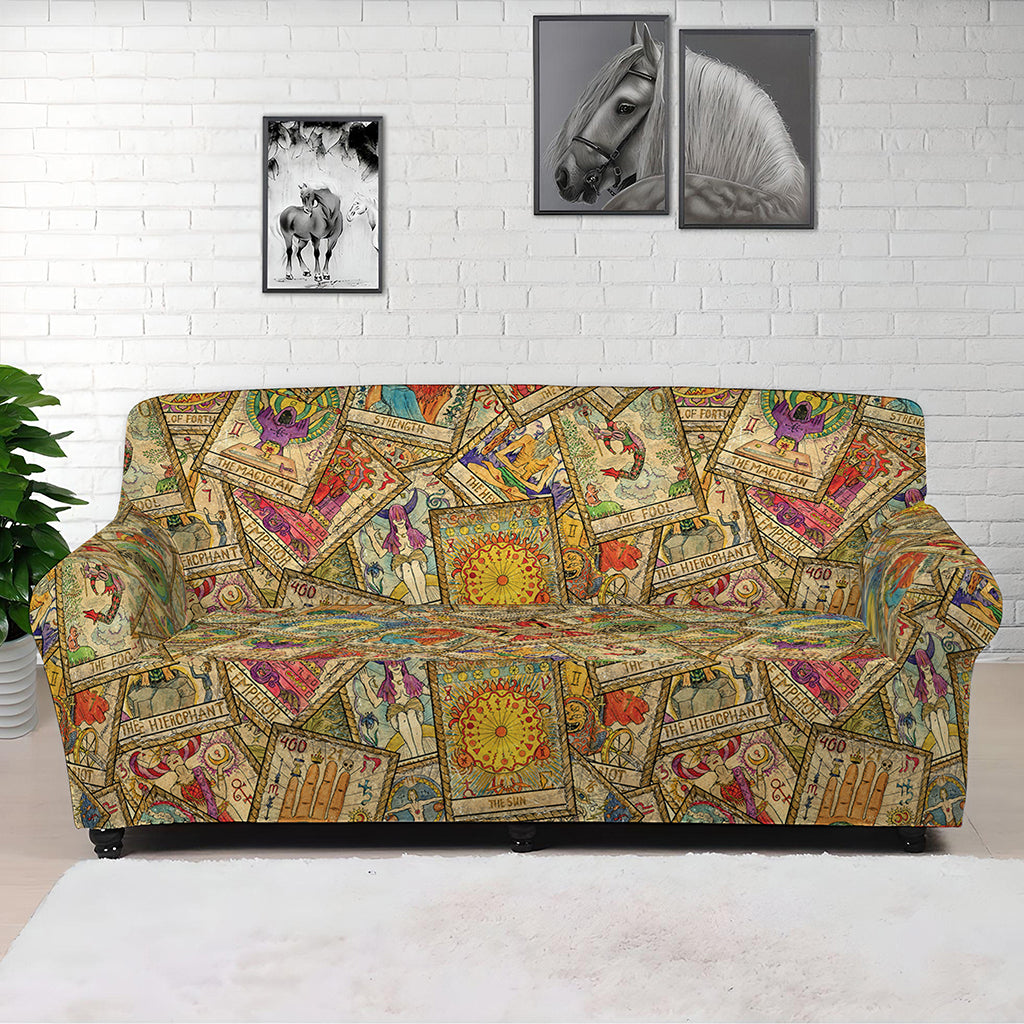 Vintage Wicca Tarot Card Print Sofa Cover