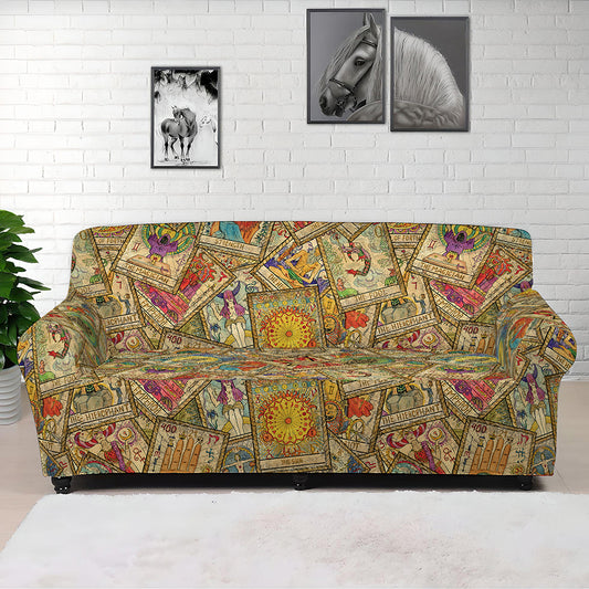 Vintage Wicca Tarot Card Print Sofa Cover