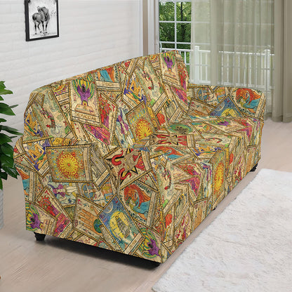 Vintage Wicca Tarot Card Print Sofa Cover