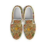 Vintage Wicca Tarot Card Print White Slip On Shoes