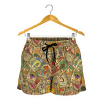 Vintage Wicca Tarot Card Print Women's Shorts