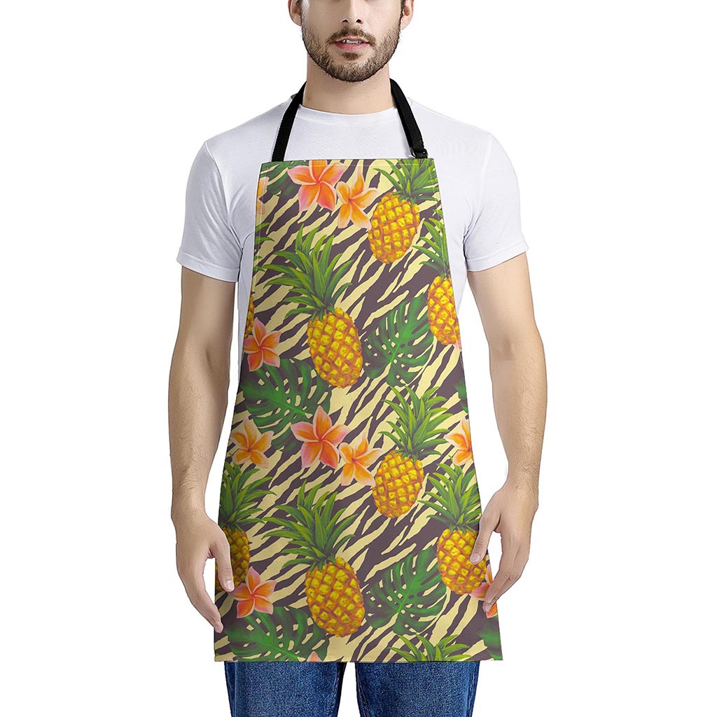 Vintage Zebra Pineapple Pattern Print Apron