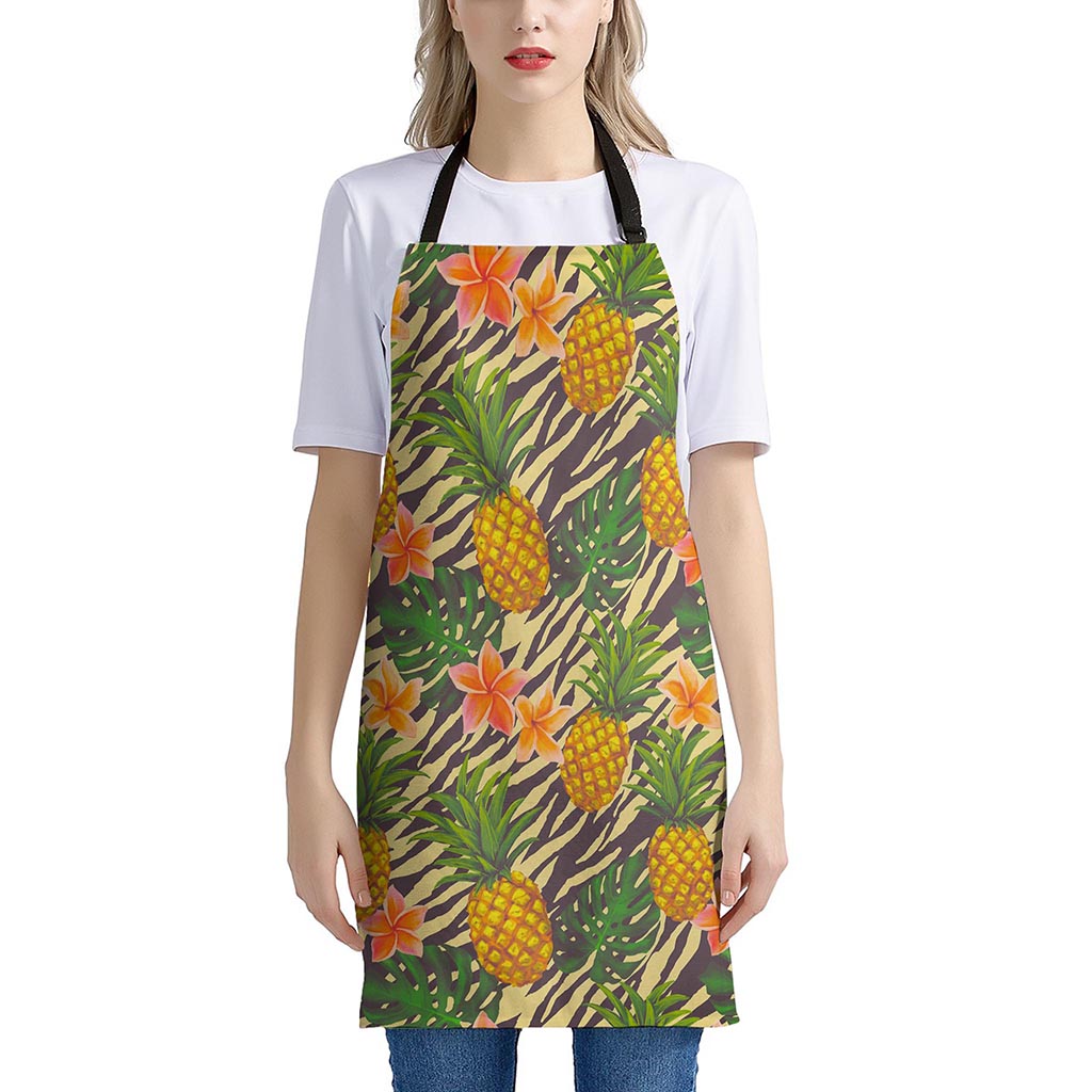 Vintage Zebra Pineapple Pattern Print Apron