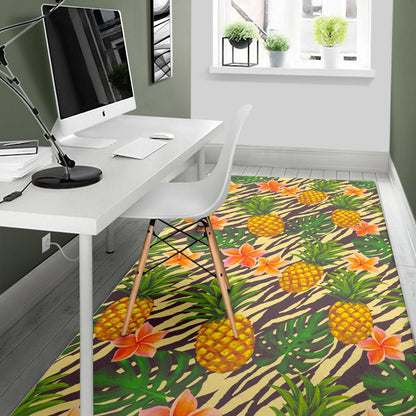 Vintage Zebra Pineapple Pattern Print Area Rug GearFrost
