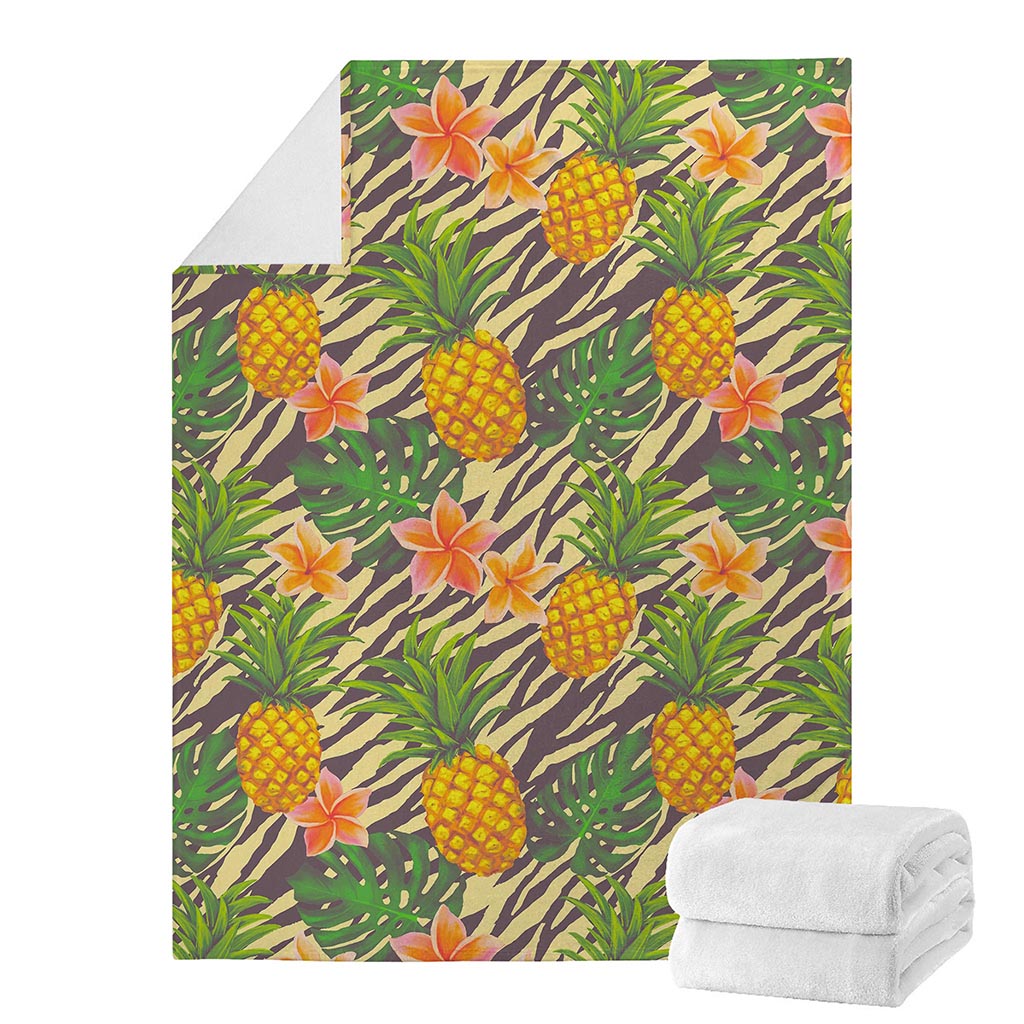 Vintage Zebra Pineapple Pattern Print Blanket