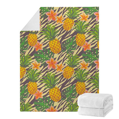 Vintage Zebra Pineapple Pattern Print Blanket