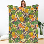 Vintage Zebra Pineapple Pattern Print Blanket